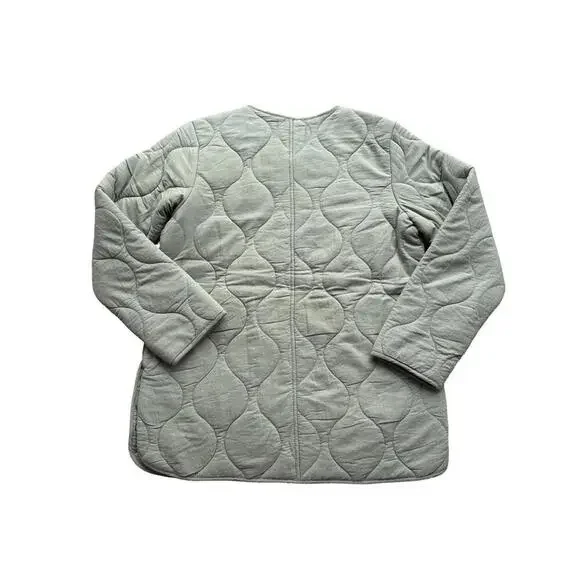 Women Lucky Brand Olive Green Quilted Utility Jacket Size M NWOT Fall scalloped - Picture 5 of 5